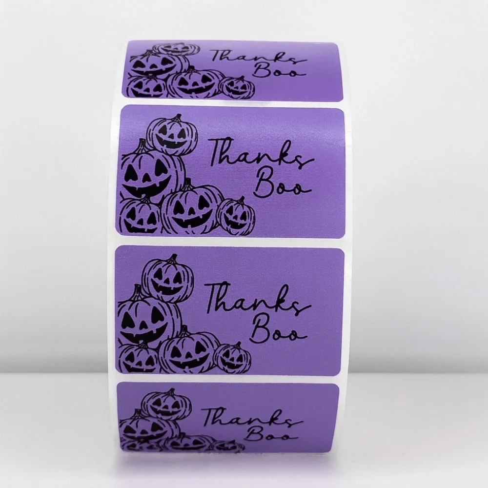 100 Thanks Boo Stickers 2x1 inch – Halloween Pumpkin Labels for Packaging NEW